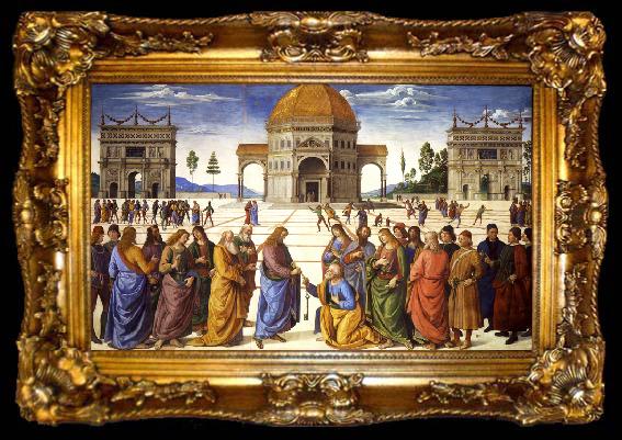 framed  PERUGINO, Pietro Christ giving thw Keys to St Peter (mk08), ta009-2